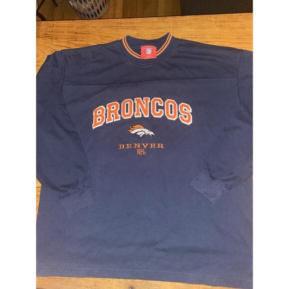 Vintage NFL Denver Broncos Embroidered Crewneck Long Sleeve Shirt Size XL - Picture 1 of 9
